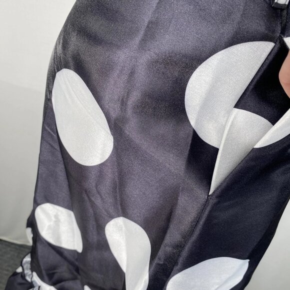 NEW NANCY YANG  Women’s Maxi Dress Black/White Size L Polka Dot Ruffle Belted - Picture 5 of 9